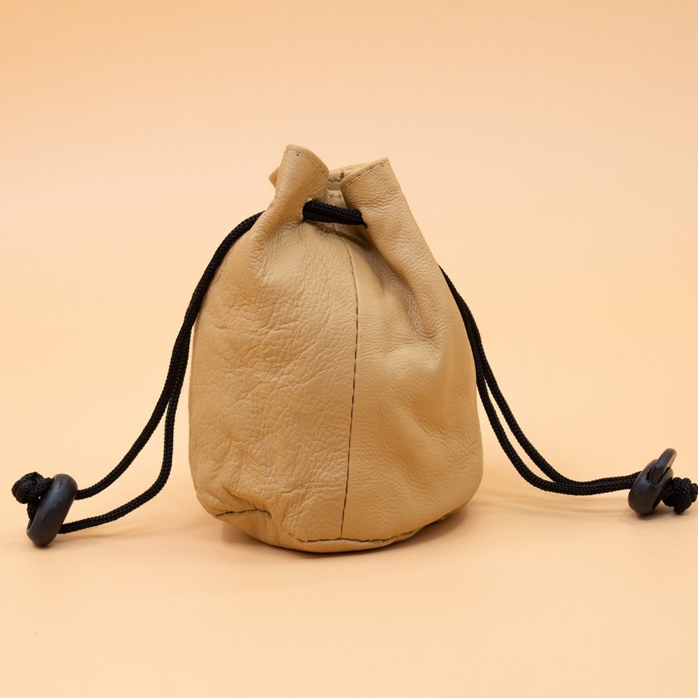 Genuine Leather Drawstring Pouch for Women